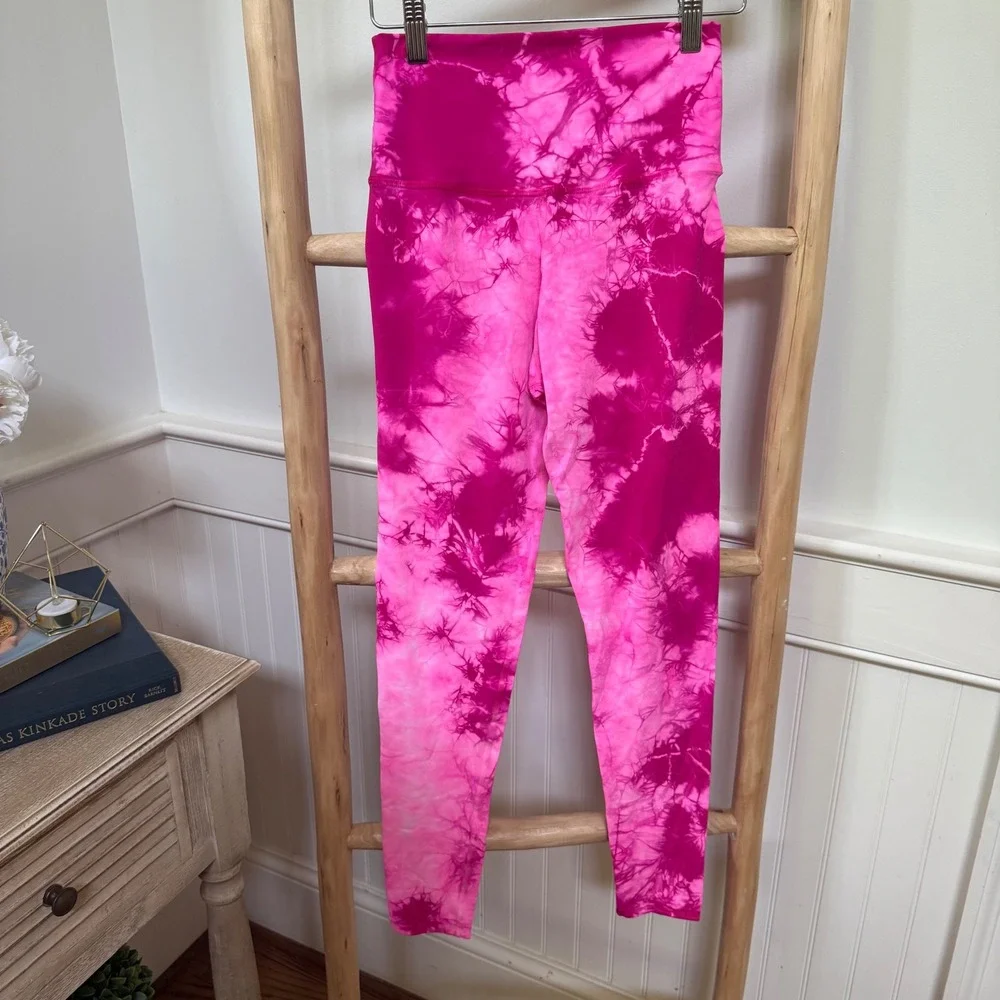 Electric & Rose Womens Pink Tie Dye Activewear Set High Waist Leggings &‎ Bra S
